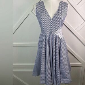 Striped Blue and White Mini Dress  — Sandro